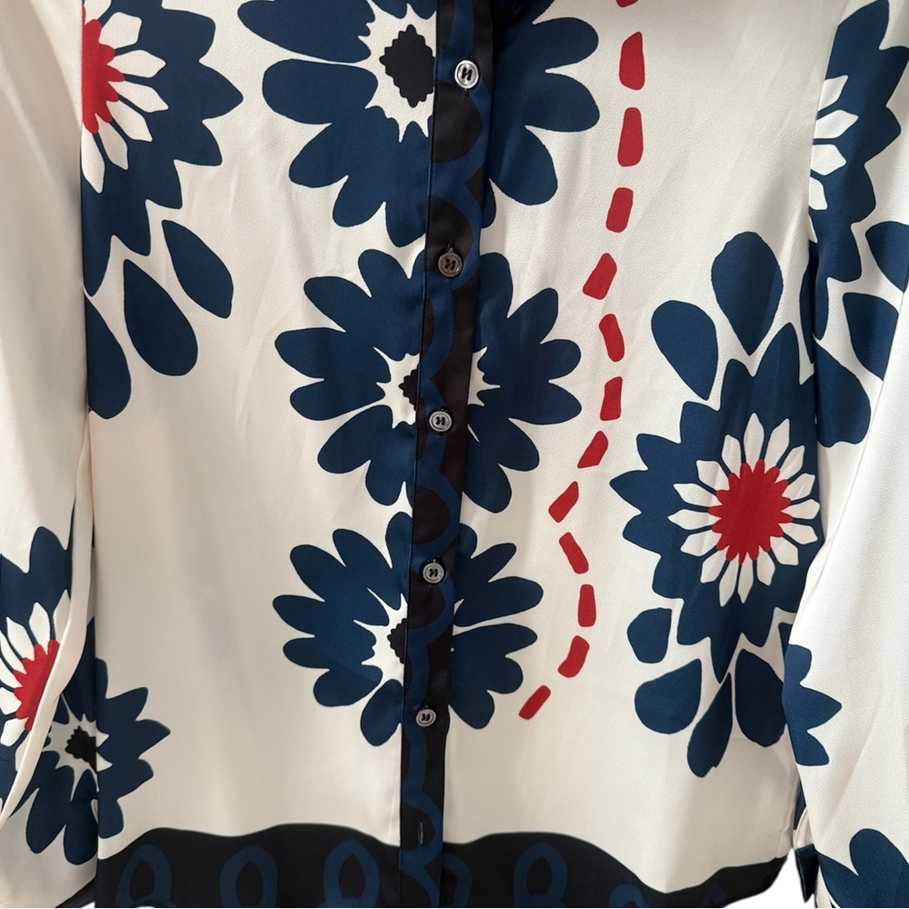 NWT Skies Are Blue Ivory-Navy Blouse - Size S - Picture 3 of 7